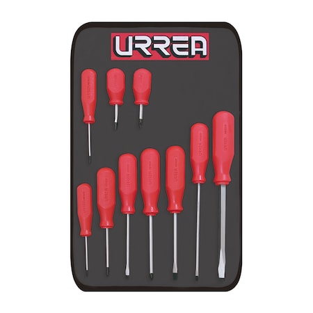 Urrea Screwdriver Set, 10Pc R Series JBU03